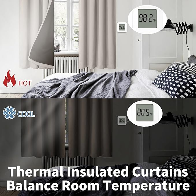 BGment Full Blackout Curtains for Living Room 84 Inch Length 2 Panels Set, Double Layer Room Darkening Thermal Insulated Noise Reducing Curtains with Rod Pocket, 52 Inch Wide, Cashmere - Image 4
