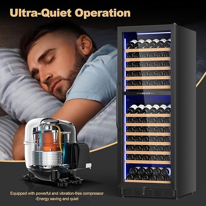 24 Inch Dual Zone Wine Cooler Refrigerator, Large Capacity Freestanding/Built-in Upgraded Professional Wine Fridge with Powerful Compressor, Advanced Cooling System, Quiet Operation, Black - Image 6