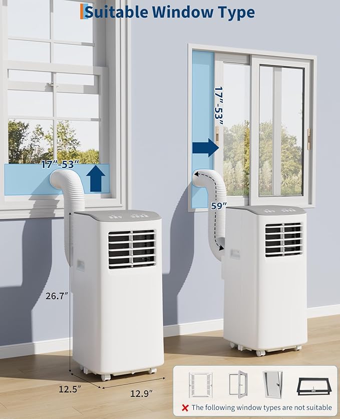 GarveeHome Portable Air Conditioner, 8000 BTU for Rooms up to 450 Sq. Ft., Remote & Auto Evaporation, Compact AC for Bedroom. - Image 3