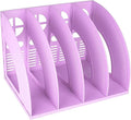 SAYEEC Sturdy Magazine Holder 4 Compartments Plastic Desktop File Organizer File Dividers Office Organizer Storage Document Magaizne Rack Display Box (Purple) by SAYEEC