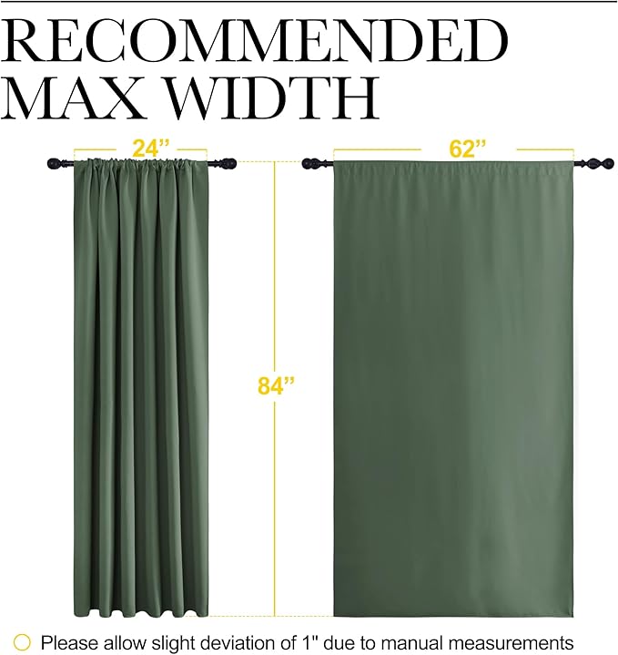 NICETOWN 2 Panels Blackout Curtains, Rod Pocket Thermal Insulated Drapes 84 inches Long, Easy-Care Modern Home Decoration Sunshades for Guest Room, Living Room, Office, 62 x 84 Inch, Dark Mallard - Image 6