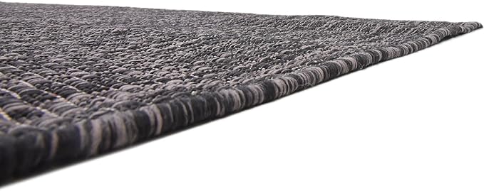 Unique Loom Collection Casual Transitional Solid Heathered Indoor/Outdoor Flatweave Area Rug (6' 1" x 9' Rectangle, Black/Ivory) - Image 8
