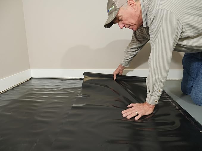 MB12X25300 Block Roll of 6 mil Moisture Barrier Polyethylene Underlay Film, 300 sq. ft, Black - Image 11