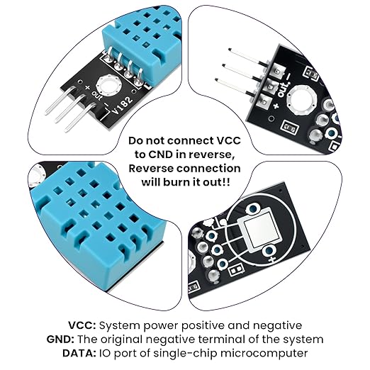 4Pcs DHT11 Digital Temperature Humidity Sensor Module with Cable, Temp Range 0~50℃ (±2℃), Humidity 20~95% RH (±5%) for A-rduino Electronic Practice DIY - Image 4