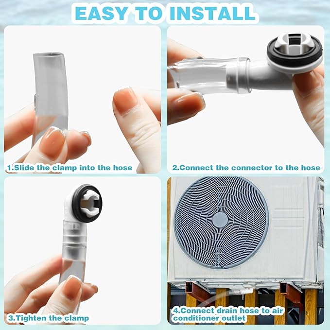 3Ft Portable Air Conditioner Drain Hose, 3/5 Inch Leakproof AC Drain Hose Kit, Universal AC Drain Hose Drain Pipe Replacement with Hose Connector and Clamp, Window Air Conditioner Unit Parts - Image 4