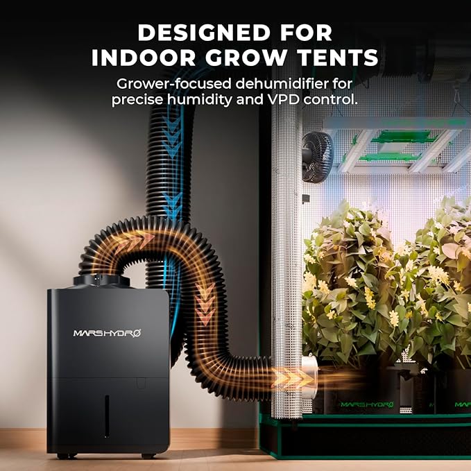 MARS HYDRO 18L/Day (40 Pint) Smart Compressor Dehumidifier, with Digital Humidity Control Display, Air Duct, Drain Hose & Washable Filter, Powerful Dehumidification for Grow Tent and Home - Image 7