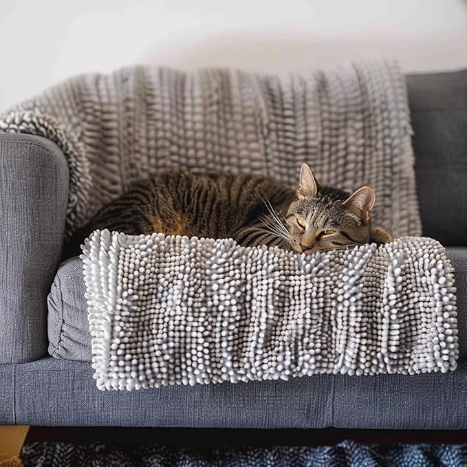 Muddy Mat® Dog Blanket - Chenille Water Absorption Blanket for Bed & Couch Cover for Dogs Washable, Anti-Slip Soft and Durable Furniture Protector for Dogs - Grey 48"x56" - Image 6