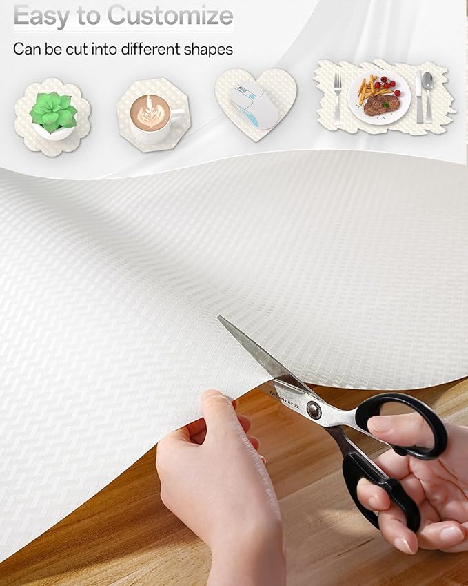 Shelf and Drawer Liner for Kitchen Cabinet, Non-Adhesive 12in x 240in Waterproof Contact Paper Refrigerator Liners Thickened Durable EVA Material Non Slip Mat for Dresser Cupboard Pantry Protector - Image 6