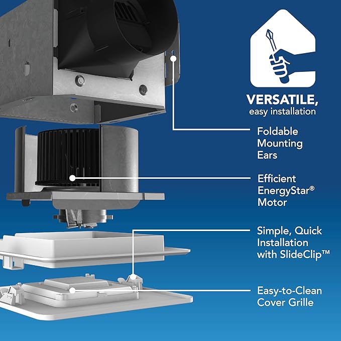 Broan-NuTone Bathroom Exhaust Fan with LED light – Easy Retrofit Without Attic Access, Quiet 1.5 Sones, Effective Ventilation at 80 CFM ENERGY STAR Certified Moisture and Odor Control - Image 3