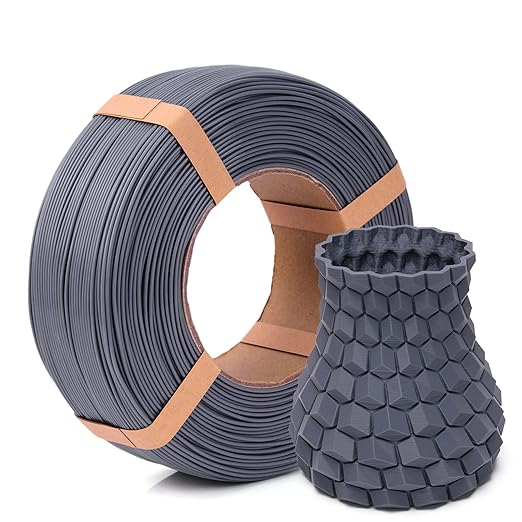 Inland V2 PLA PRO (PLA+) 3D Printer Filament Refill, 1.75mm Spooless Filament, Dimensional Accuracy +/- 0.03mm, 1KG (2.2lbs) Gray Refill for Inland Reusable Spools, Bambu Lab Compatible by INLAND