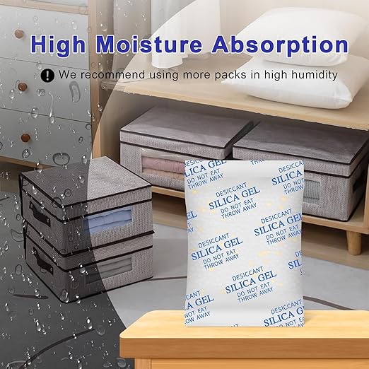 Desiccant Packs for Storage, 75 Packs 20 Gram Silica Gel Packets for Moisture Control, Food Grade Moisture Absorbers with Color Indicating, Desiccant Packs for Foods, Electronics, Jewelry, Safe - Image 2