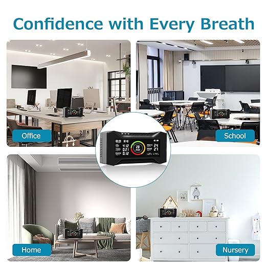 Air Quality Monitor Indoor, Simbow CF-20 8-in-1 CO2 Monitor Air Quality Tester for (PM2.5, PM10, CO2, VOC, Formaldehyde, Humidity, Temp) Air Quality Meter for Home - Image 9