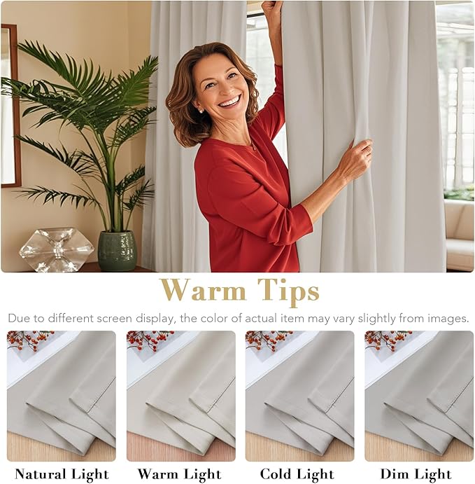 H.VERSAILTEX Blackout Curtains Thermal Insulated Window Treatment Panels Room Darkening Blackout Drapes for Living Room Back Tab/Rod Pocket Bedroom Draperies, 52 x 72 Inch, Stone, 2 Panels - Image 3