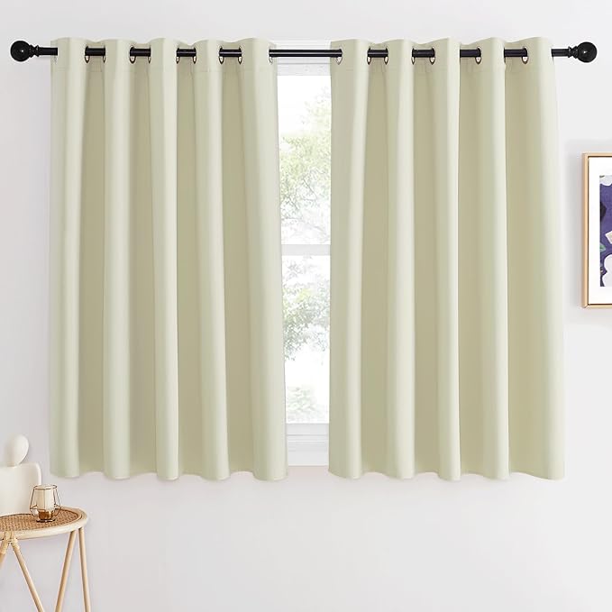 NICETOWN Room Darkening Beige Curtain 54 inches Long, Thermal Insulated Solid Grommet Sound & Light Blocking Window Treatment for Kitchen/Nursery, 1 Panel, W66 x L54 - Image 2