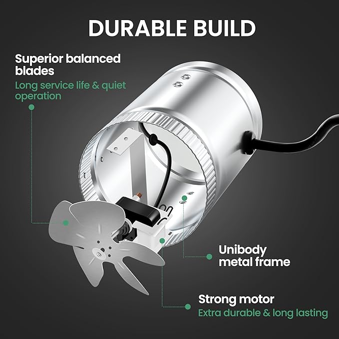 iPower 4 Inch Inline Booster Duct Fan 100 CFM HVAC Exhaust Ventilation Blower with Low Noise for Grow Tent, Basements, Bathrooms, Kitchens and Attics, 2 Packs, Silver - Image 6