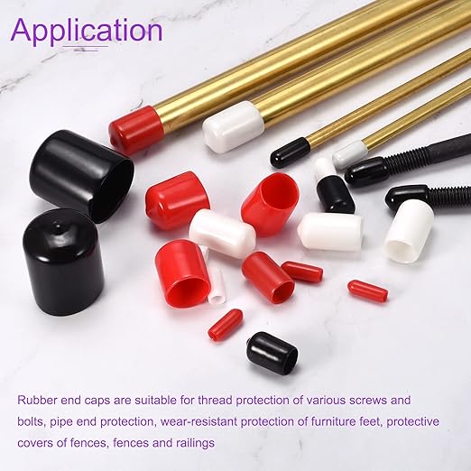 DMiotech 20 Pack 1/2" ID Red Screw Thread Protectors Rubber End Caps Bolt Covers for Screw Bolt Furniture Pipe - Image 3