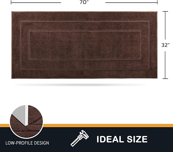 PURRUGS Dirt Trapping Door Mat 32" x 70", Non-Slip/Skid Machine Washable Entryway Rug, Dog Doormat, Super Absorbent Welcome Mat for Muddy Wet Shoes and Paws, Brown - Image 2
