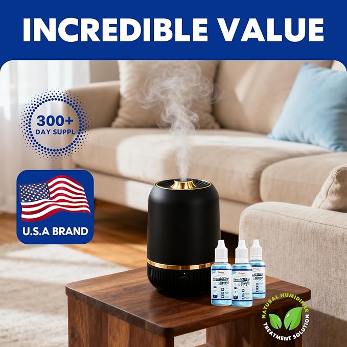 Humidifier Treatment Drops Concentrate Cleaner Reduces Buildup & Scaling, Deodorizes Water, Fits All Models, 400+ Day Supply, 4PK - Image 5