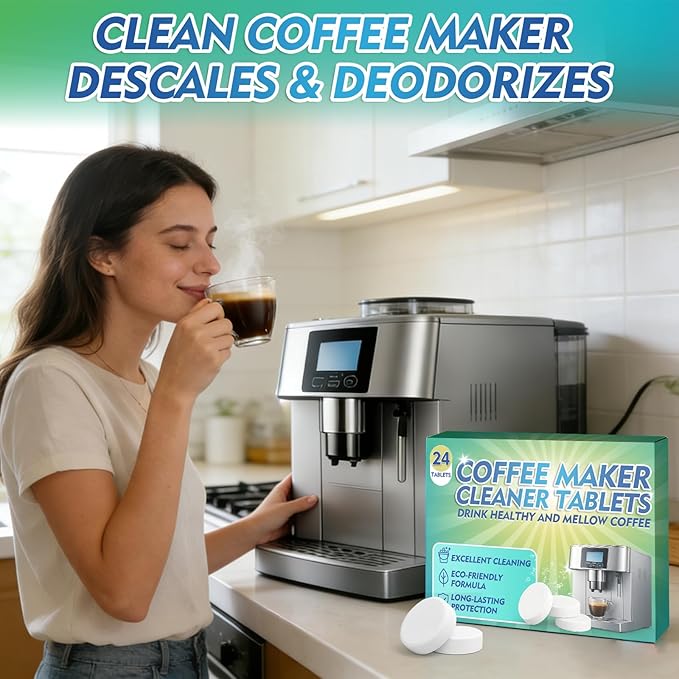 Coffee Machine Cleaner Descaler Tablets, 24 Count, Coffee Maker Cleaner Compatible With Nespresso, Keurig, Ninja, Delonghi, Espresso Machine Cleaning Tabs, Descaling Solution for Coffee Pot Maker - Image 6
