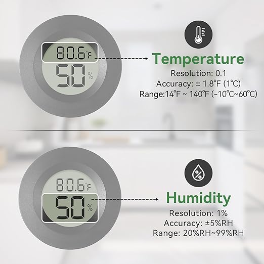 Atogou 2-Pack Mini Hygrometer & Thermometer, Indoor Outdoor Digital Humidity Meter Gauge Temperature, ℉/℃, for Home, Office, Reptile, Car, Greenhouse, Lab, Terrarium, Cellar.. A01 Black - Image 3