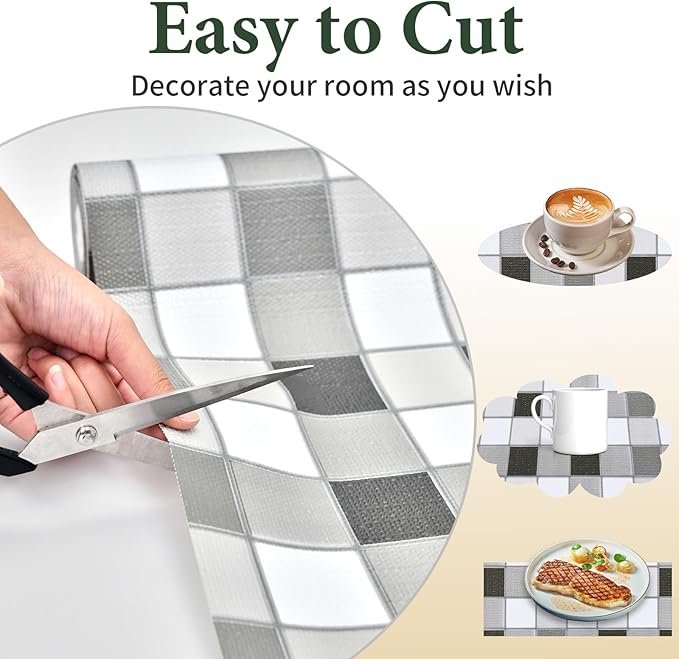 Drawer and Shelf Liner for Kitchen Cabinet: 17 in X 30 Ft Non Slip Waterproof Shelf Paper Non Adhesive Refrigerator Liners Gray Mosaic Easy Liners for Bathroom - Image 8