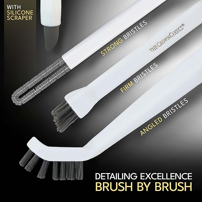 Small Cleaning Brush Set 3pcs—Crevice Brushes for Cleaning—Scrub Brushes Set with Silicone Tipped Scrub Brush—Stiff Handle Miniature Cleaning Brush for Kitchen Uensils, Tight Spaces, Tub, Shower - Image 3
