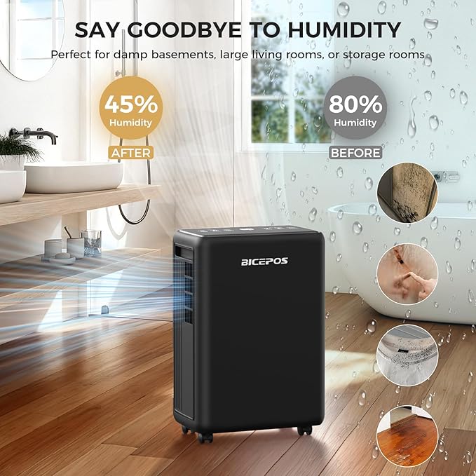 2000 Sq.Ft Dehumidifier for Basement, 30 Pints Portable Dehumidifier for Home with Drain Hose, 0.52 Gal Water Tank, Intelligent Humidity Control Auto Shut Off for Bathroom, Laundry, RV, Office - Image 3