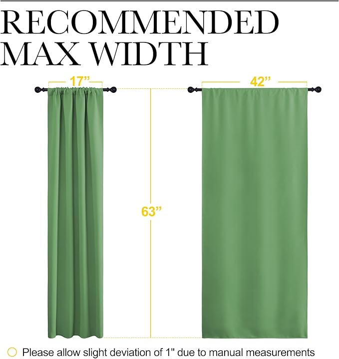 NICETOWN Blackout Curtains for Living Room, Froest Green, 2 Panels, 42 by 63, Darkening Window Curtain Panels, Easy-Care Solid Thermal Insulated Draperies/Drapes for Daughter Room - Image 5