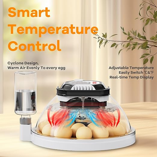 Incubators for Hatching Eggs 12-18 Egg Incubator with Automatic Egg Turning and Humidity Control,Egg Candler,Auto Water Replenishment,for Chicken Eggs and Quail Egg M12H (Yellow) - Image 6