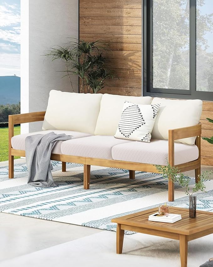 Fuloon Waterproof Seat Cushion Covers 3 PCS, Stretch Sofa Cushion Slipcovers Couch Covers Solid Washable Furniture Protector Suitable for Armchair Loveseat Sofa (Pale Beige) - Image 6