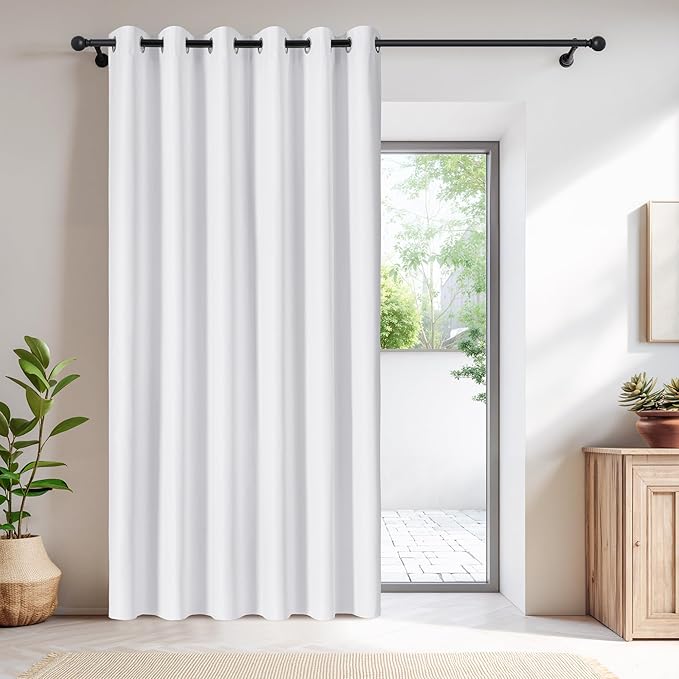 NICETOWN 100% Blackout Curtains Thermal Insulated Room Darkening Drapes Window Long Grommet Light Blocking Blackout Curtain for Living Room Bedroom, 1 Panel, 80 x 90 inch Length, Pure White by NICETOWN
