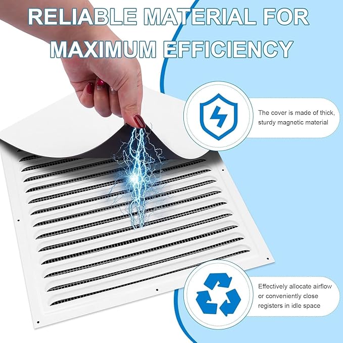 Square Magnetic Vent Covers, Extra Strong Magnets, 13.75" x13.75" (2 Pack), Fits Steel Vents Only, Complete Seal, Air Vent Covers for Home Ceiling, Wall Registers, HVAC, AC, and Heater (13.75IN) - Image 5
