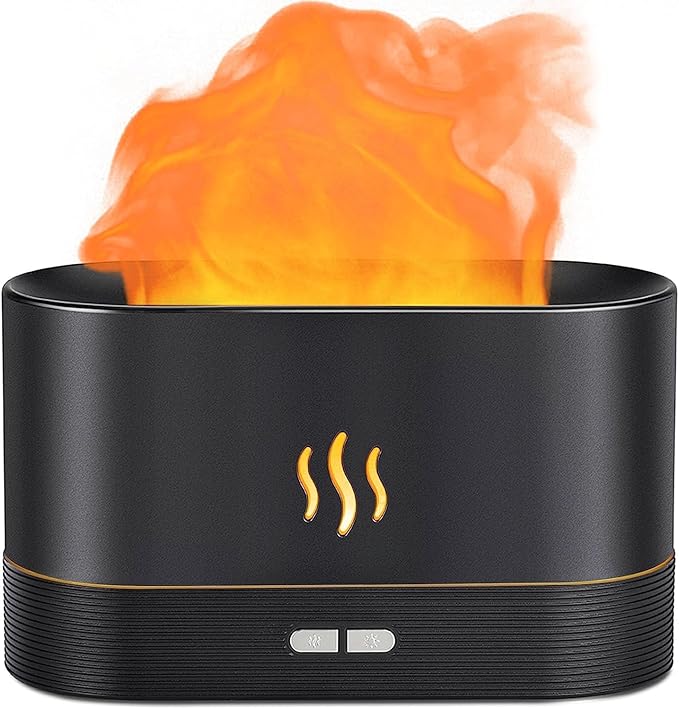 Flame Air Diffuser Humidifier,Upgraded Scent Diffuser for Essential Oils,Ultrasonic Aromatherapy,Fire Mist Humidi with 2 Brightness,Auto-Off Function for Room Home Office(Black) by SmartLedLife