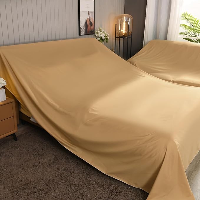 Furniture Cover Multi-Purpose, Indoor and Outdoor Furniture Dust Cover Sofa Cover Dustproof Breathable Mattress Protector Cabinet Cloth Home Dust Block (Light Camel, 480cm x 600cm(188x236in)) - Image 8