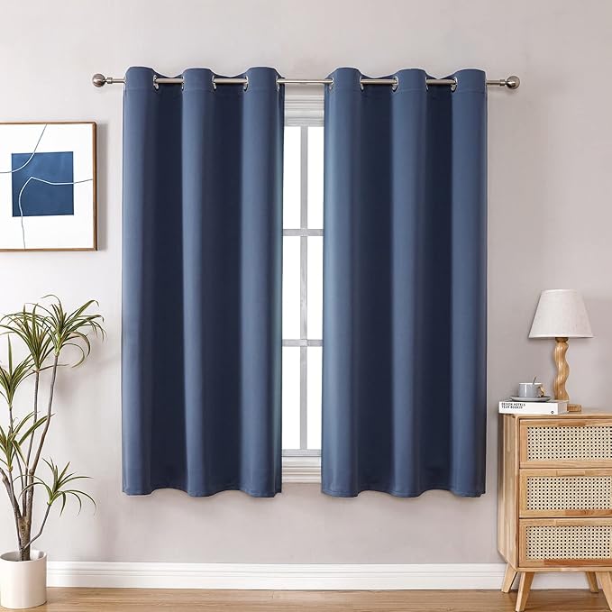 ChrisDowa Grommet Blackout Curtains for Bedroom and Living Room - 2 Panels Set Thermal Insulated Room Darkening Curtains (Stone Blue, 42W x 63L) by ChrisDowa