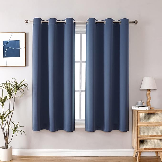 ChrisDowa Grommet Blackout Curtains for Bedroom and Living Room - 2 Panels Set Thermal Insulated Room Darkening Curtains (Stone Blue, 38W x 54L) by ChrisDowa