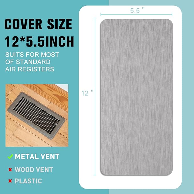 6 Pack Magnetic Vent Covers 5.5"x12", Magnet Cover for Home Floor Wall Ceiling RV Registers Air Vent Decoration Covers Magnetic Sheets - Image 4