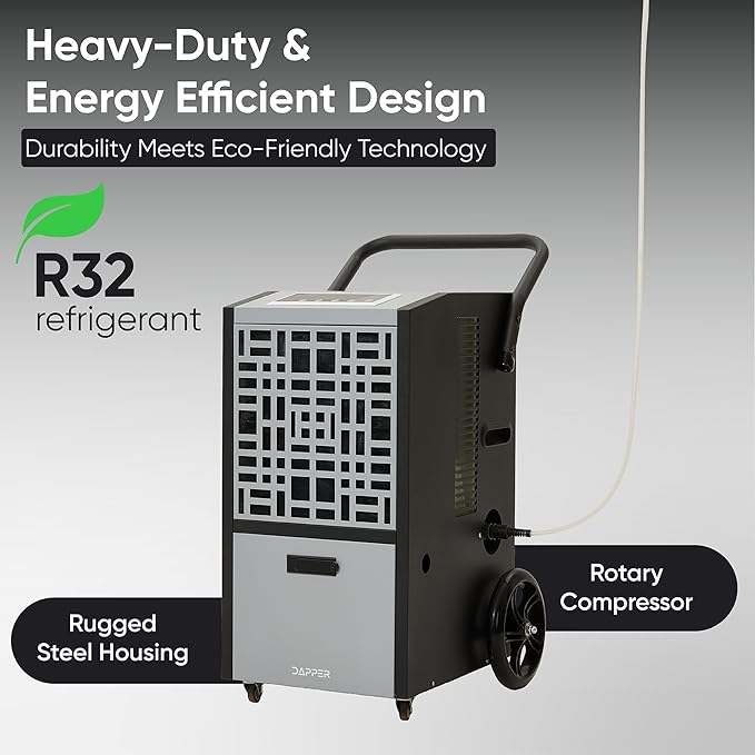 105-Pint Commercial Dehumidifier for Basements & Industrial Spaces – Built-In Pump, Drain Hose, Continuous Operation, 2-Speed Fan, 8000 Sq Ft Coverage, ETL Certified - Image 8