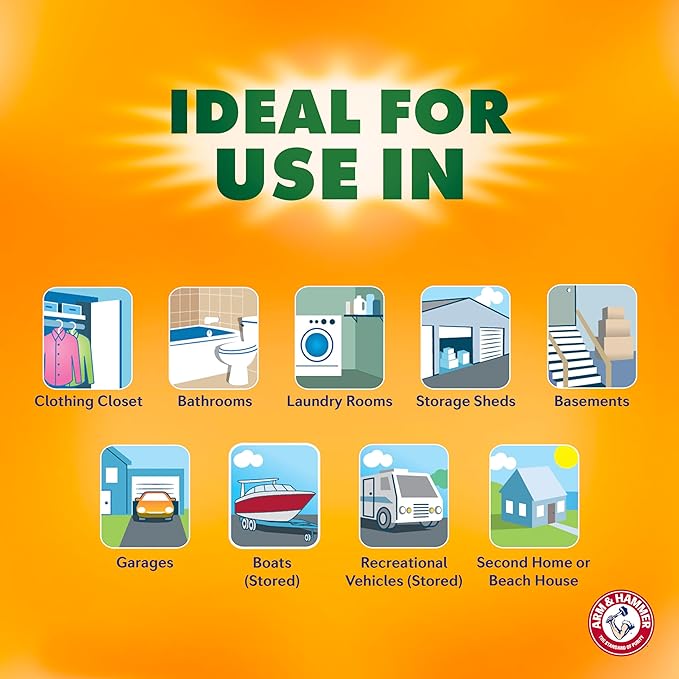 Arm & Hammer Essentials Hanging Moisture Absorber and Odor Eliminator, 17.5 oz., 3 Pack, Fragrance Free, Moisture Absorbers for Closets, Laundry Rooms and Bedrooms, Long-Lasting Freshness - Image 6