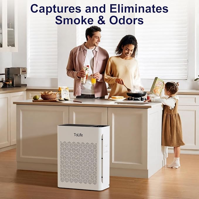 Tolife Air Purifier Large Room, Air Purifiers for Home Pets Hair with Washable Filter, Air Cleaner for Bedroom up to 1095 Ft² Dust Smoke Odor, Sleep Mode, Timer, White - Image 5
