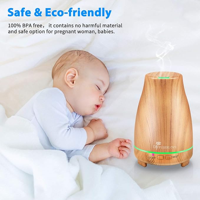 Diffuserlove Essential Oil Diffuser 200ML Aroma Diffuser Mist Humidifiers with 7 Color LED Lights, Auto Shut-Off Function for Bedroom Office Room House - Image 6