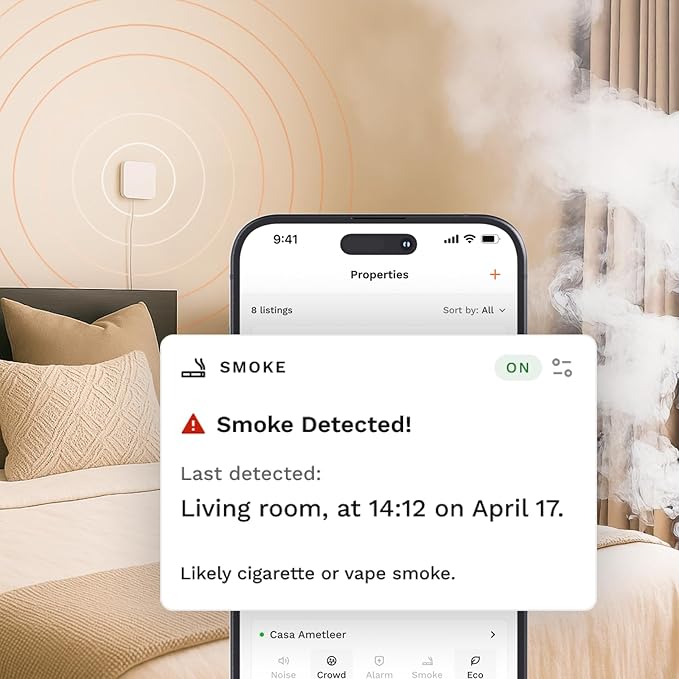 Smart Sensor for Air Quality Monitor, AC Control CO, WiFi Quality, Energy Savings Monitoring | Ideal for Airbnb, Homes & Offices | Tracks Temp, Humidity, Smoke, Noise & More - Image 7