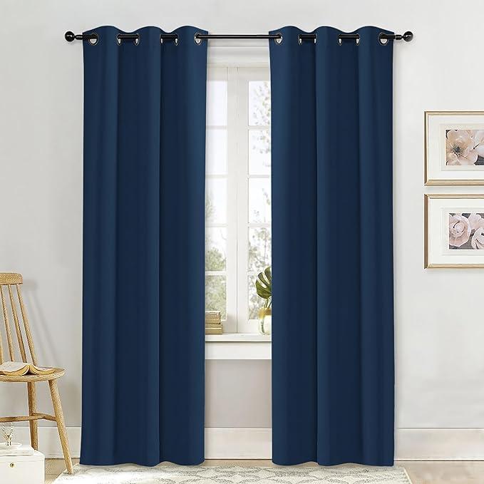 NICETOWN Curtain Blackout Drape Panel, Single Panel, 42 x 84 inch, Moroccan Blue, 3 Pass Microfiber Noise Reducing Thermal Insulated Window Drapery with Grommet by NICETOWN