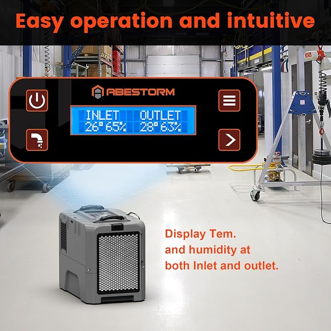 Abestorm LGR Commercial Dehumidifier, 180 PPD Crawl Space Dehumidifier with Pump, Drain Hose, Auto Defrosting Dehumidifiers for Crawl Space, Large Space, Basement, Industrial Use - Image 3