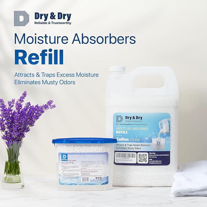 Dry & Dry Moisture Absorbers Refill Beads (8 LBS) - Dehumidifiers for Home Dehumidifier for Basement Dehumidifiers for Bedroom Small Dehumidifiers Dehumidifiers Moisture Absorbers - Image 2