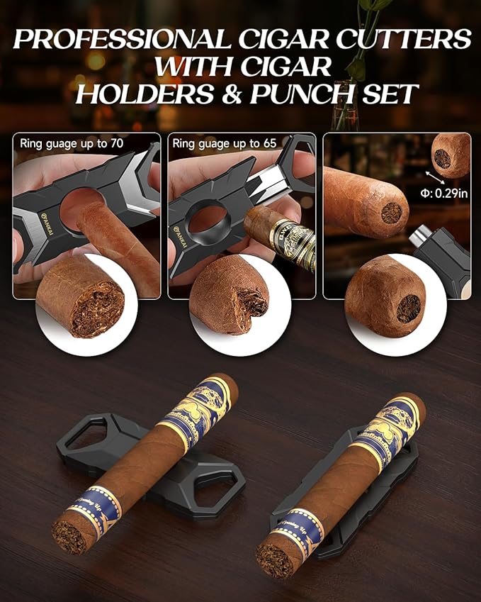 Cigar Humidor, Full Glass Top Cigar Box with Humidifier and Hygrometer, Drop-proof Crushproof Cigar Case, Cedar Wood Lining Storage Box with Divider for 20-25 Cigars (Black) - Image 4