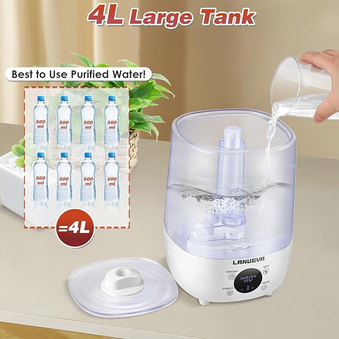LANUEVA Reptile Humidifier with Humidity Control, Reptile Fogger with 4L Large Tank & Telescopic Hose for Terrariums, Remote Control & Touch Screen, Timing Function, for Reptiles, Green Plants (4L) - Image 2