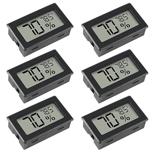 6 Pack Mini Hygrometer Indoor Humidity Meter Hygrometer Thermometers ，Humidity Meters Gauge Hygrometer Mini Digital Thermometer Hygrometer with Fahrenheit (℉) for Humidors, Greenhouse, Garden, Cellar by DWEII