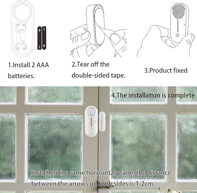 WiFi Door Sensor Alarm: Smart Door Window Sensor with 90db Alarm & App Notification, Wireless Door Open Contact Sensor for Home Security Burglar Alert Compatible with Alexa Google Home (1pack) - Image 5