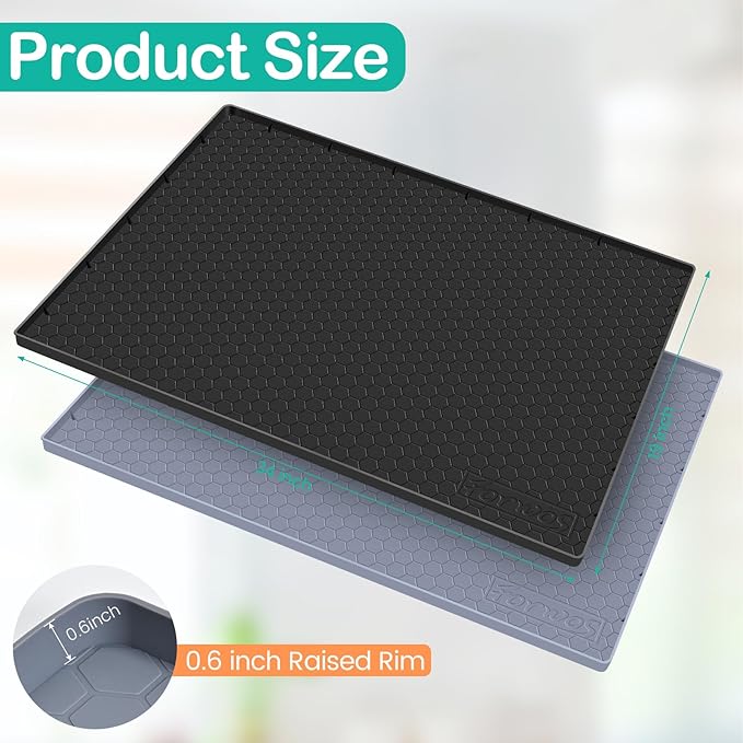 Waterproof Under Sink Mat 34" x 19", Silicone Cabinet Liner, Rubber Protector for Kitchen and Bathroom, Keeps Cabinets Clean, Dry, and Organized (Black) - Image 2
